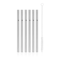 Barzubehör|WMF Baric Trinkhalm-Set Cromargan®, 18 cm, 6-teilig plus mit Reinigungsbürste
