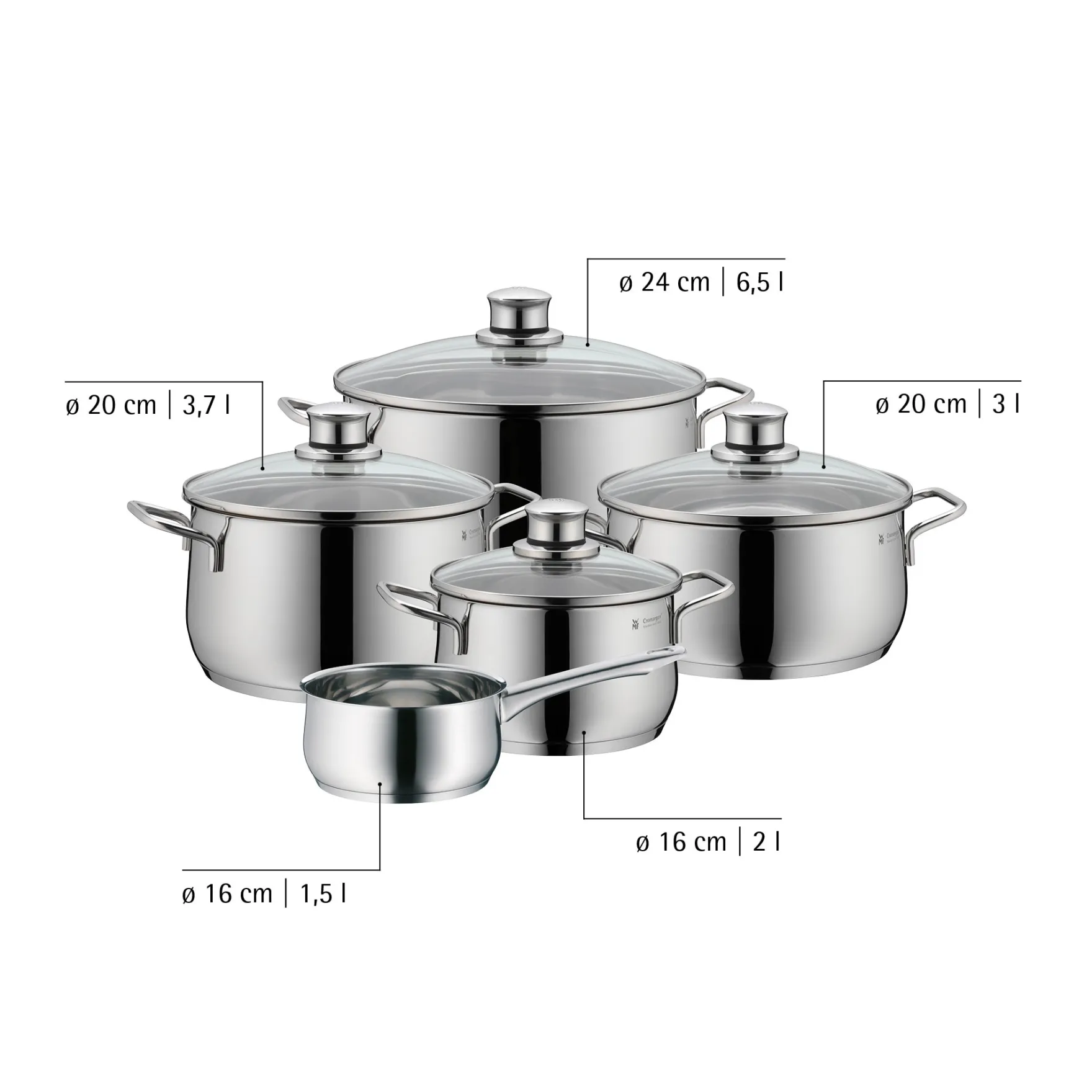 Induktionstöpfe|Topfsets|WMF Diadem Plus Topf-Set, 5-teilig