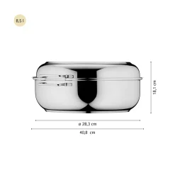 Bräter & Schmortöpfe|WMF Extrabräter mit Metalldeckel, Drahteinsatz und Fleischthermometer