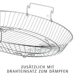Bräter & Schmortöpfe|WMF Extrabräter mit Metalldeckel, Drahteinsatz und Fleischthermometer