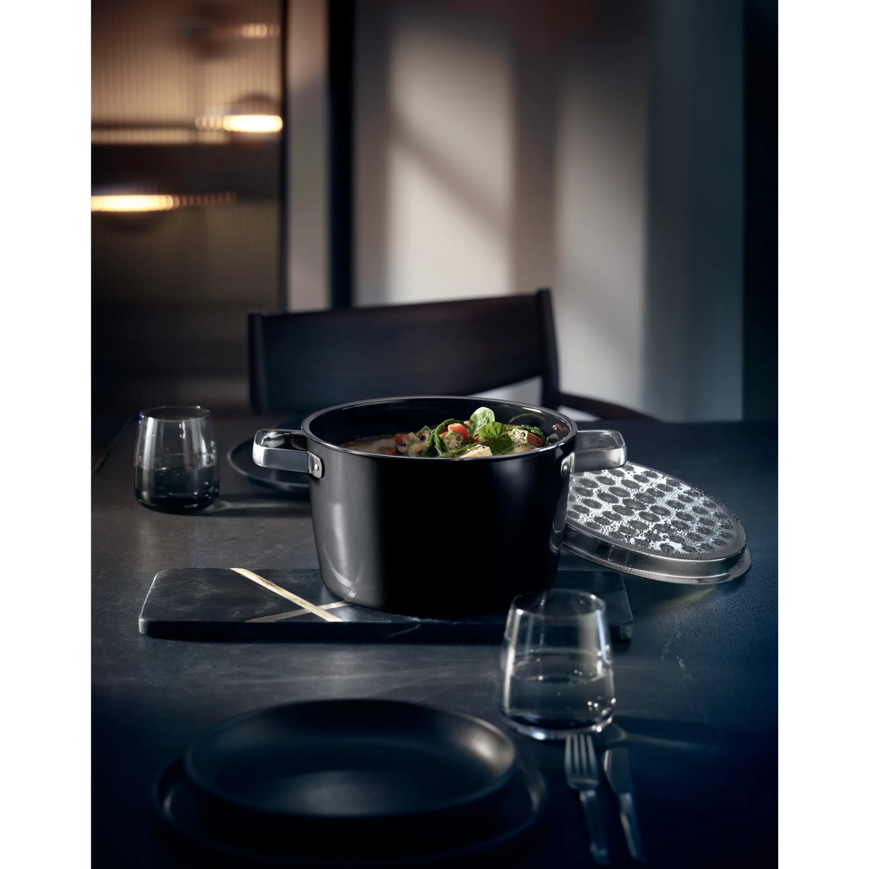 Bratentöpfe|WMF Fusiontec Aromatic Bratentopf mit Deckel, 22 cm, Black