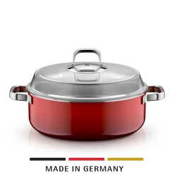 Induktionstöpfe|WMF Fusiontec Mineral Pro, Schmortopf mit Deckel, 28 cm, Passion Red