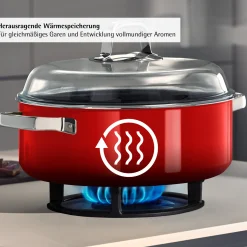 Induktionstöpfe|WMF Fusiontec Mineral Pro, Schmortopf mit Deckel, 28 cm, Passion Red