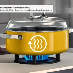 Induktionstöpfe|WMF Fusiontec Mineral Pro, Schmortopf mit Deckel, 28 cm, Mango Yellow