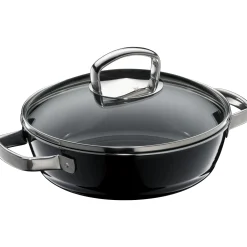 Schmorpfannen|Pfannen Mit Deckel|WMF Fusiontec Mineral Schmorpfanne mit Glasdeckel, 24 cm, Black