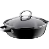 Schmorpfannen|Pfannen Mit Deckel|WMF Fusiontec Mineral Schmorpfanne mit Glasdeckel, 28 cm, Black