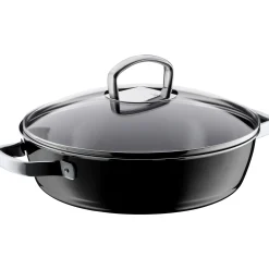 Schmorpfannen|Pfannen Mit Deckel|WMF Fusiontec Mineral Schmorpfanne mit Glasdeckel, 28 cm, Black