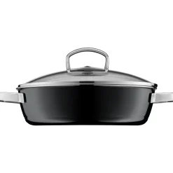 Schmorpfannen|Pfannen Mit Deckel|WMF Fusiontec Mineral Schmorpfanne mit Glasdeckel, 28 cm, Black
