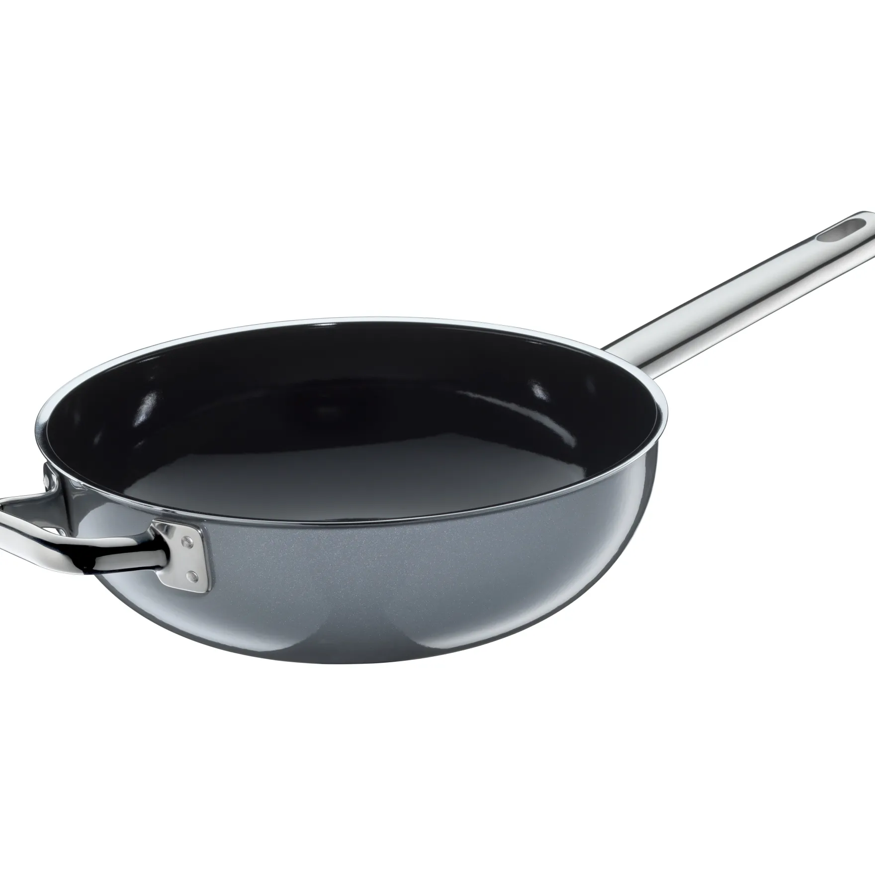 Woks|WMF Fusiontec Mineral Wok mit Glasdeckel, 28 cm, Platinum