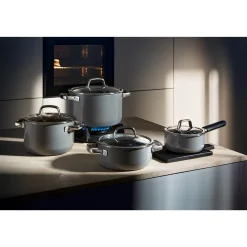 Woks|Pfannen Mit Deckel|WMF Fusiontec Mineral Wok mit Glasdeckel, 36 cm, Platinum