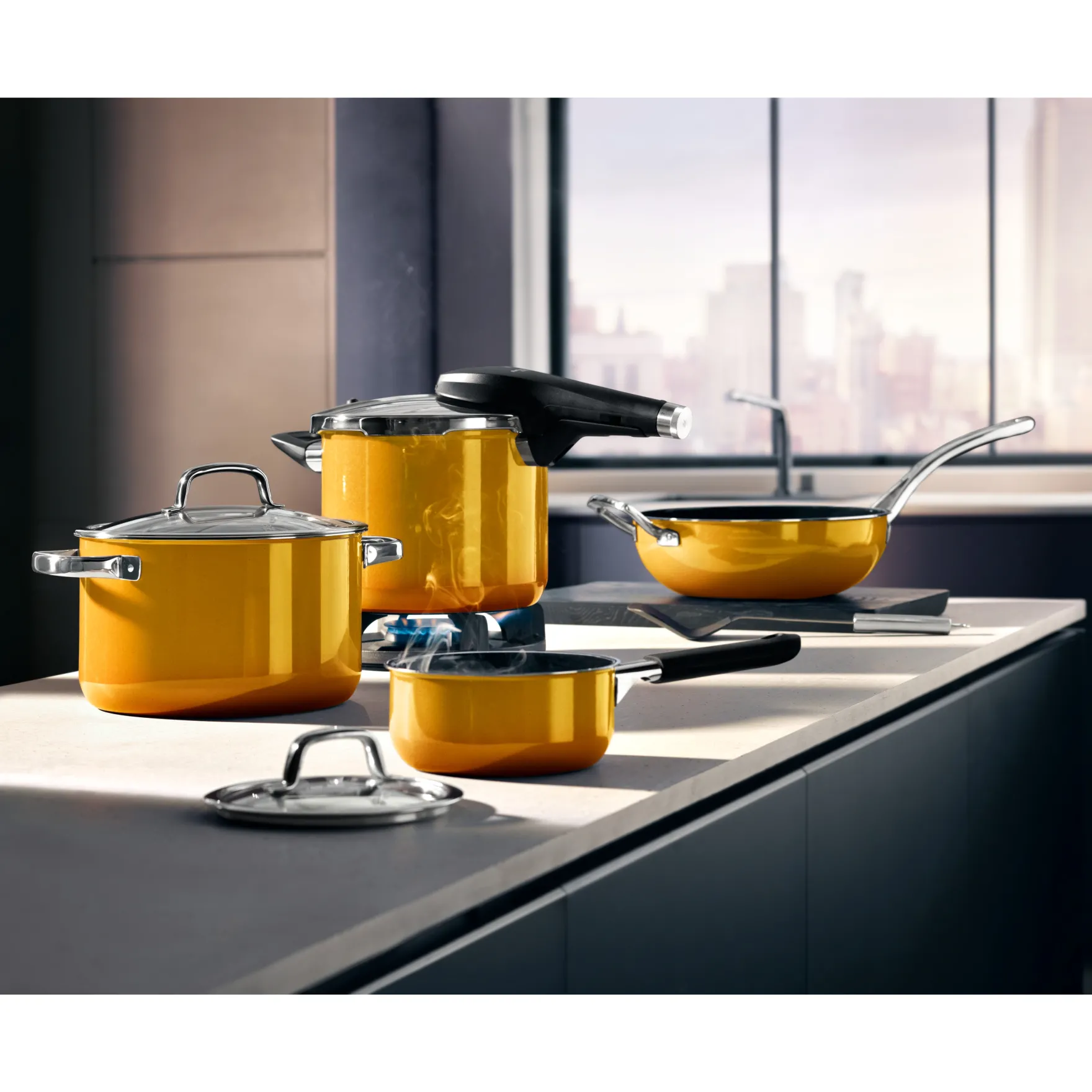 Schnellkochtöpfe|Induktionstöpfe|WMF Fusiontec Perfect Premium Schnellkochtopf, 22 cm, 4,5 l Yellow