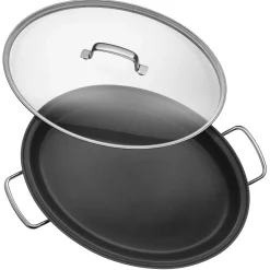 Pfannen Mit Deckel|Induktionspfannen|WMF Gourmet-/Fischpfanne mit Glasdeckel, oval, 38 x 26 cm