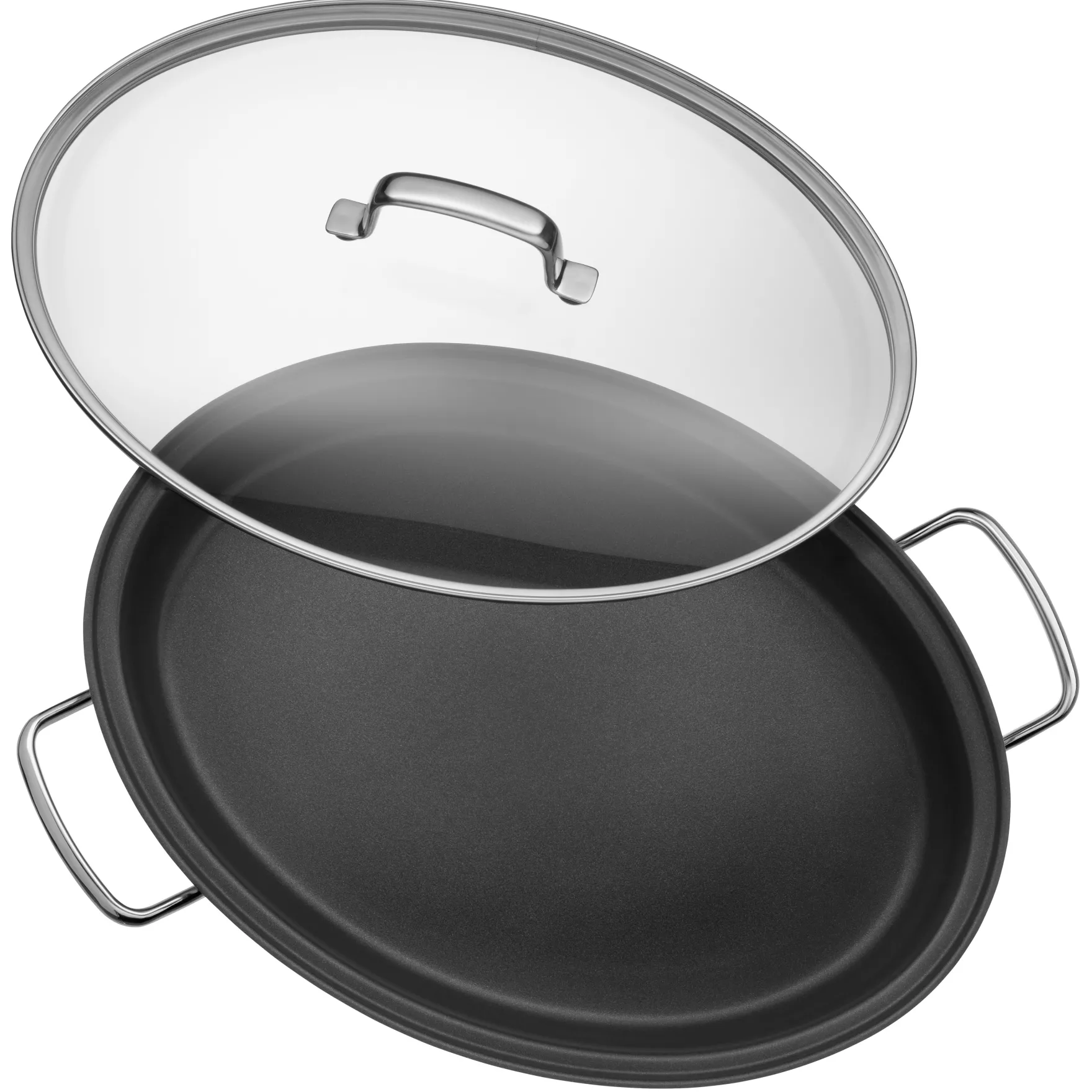 Pfannen Mit Deckel|Induktionspfannen|WMF Gourmet-/Fischpfanne mit Glasdeckel, oval, 38 x 26 cm