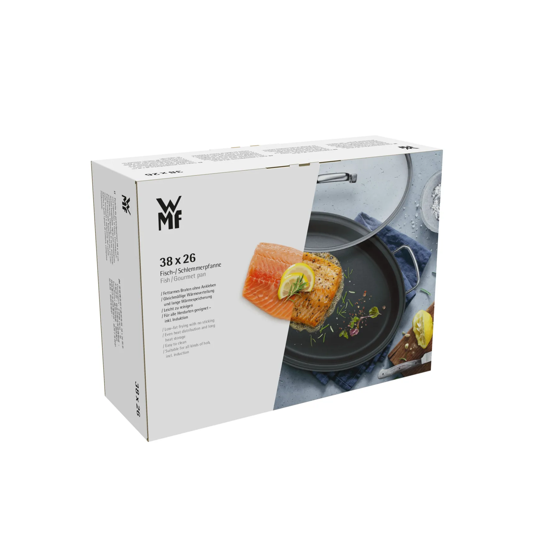 Pfannen Mit Deckel|Induktionspfannen|WMF Gourmet-/Fischpfanne mit Glasdeckel, oval, 38 x 26 cm