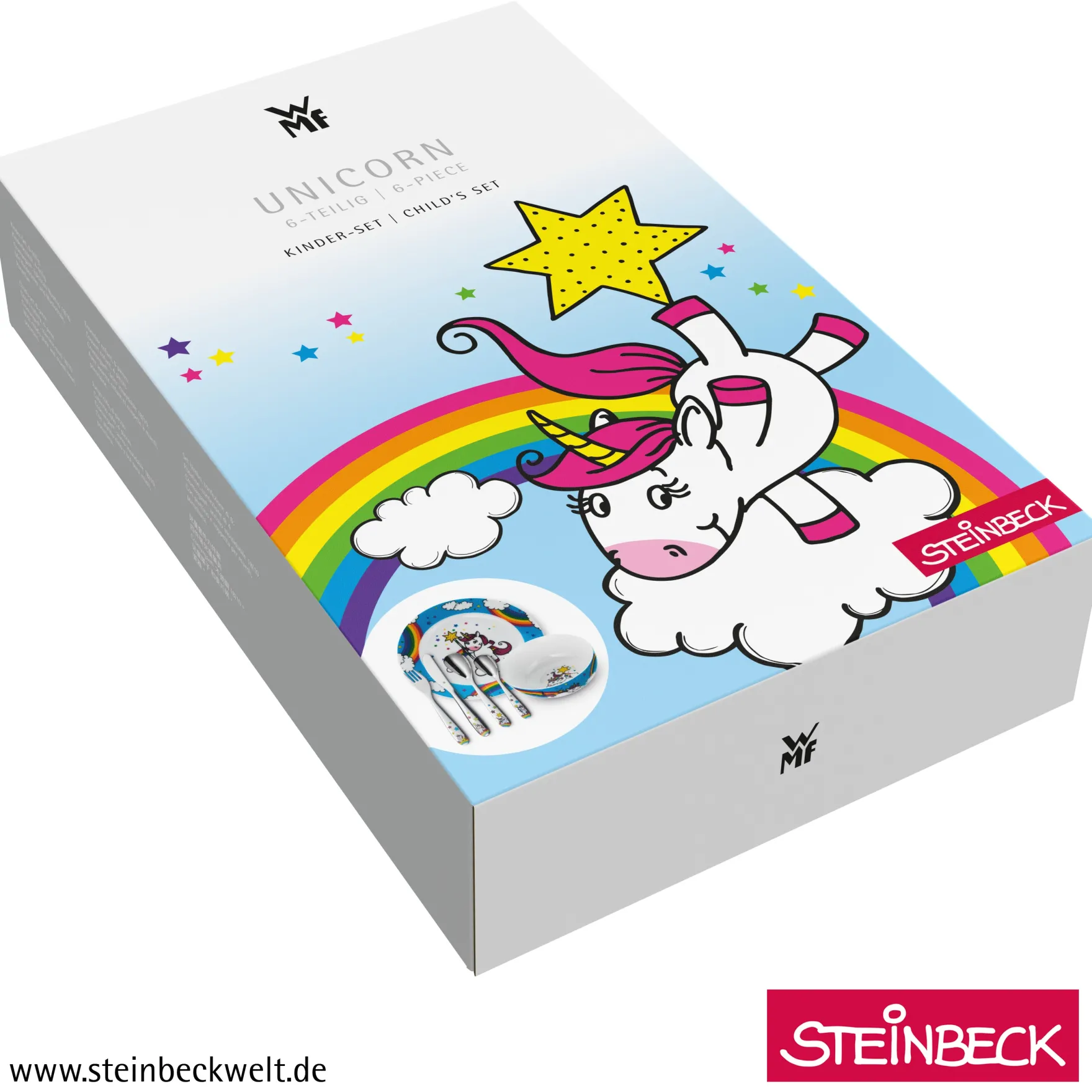 Teller|Kindergeschirr|WMF Kindergeschirr-Set Einhorn, 6-teilig