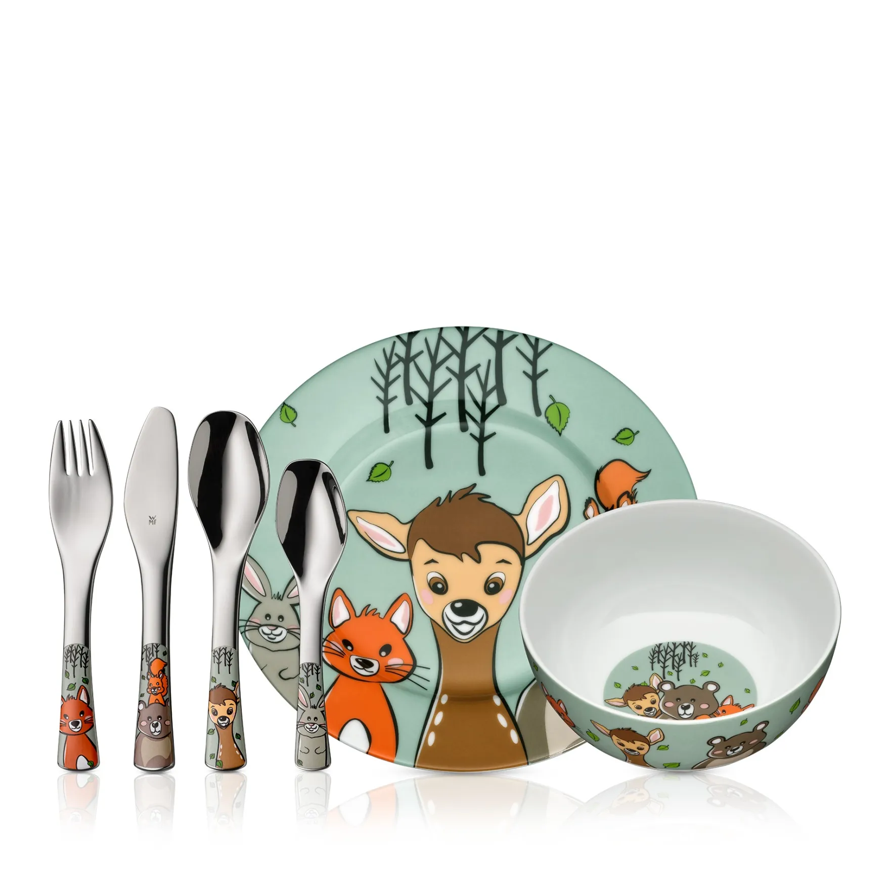 Teller|Kindergeschirr|WMF Kindergeschirr-Set Waldfreunde, 6-teilig