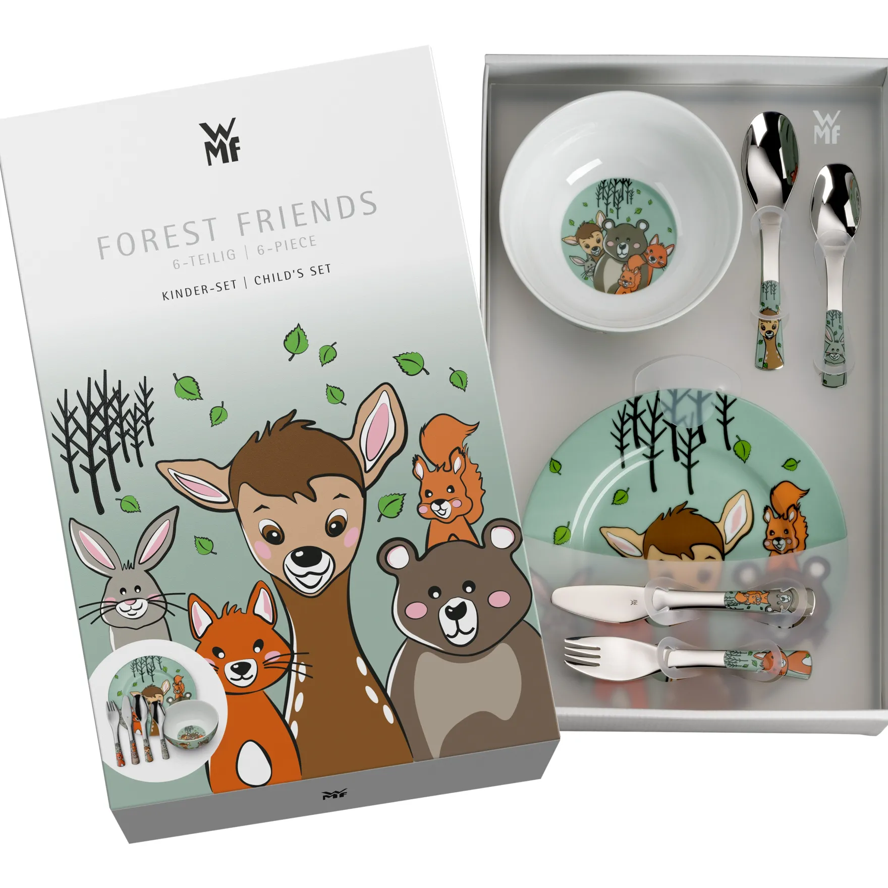 Teller|Kindergeschirr|WMF Kindergeschirr-Set Waldfreunde, 6-teilig