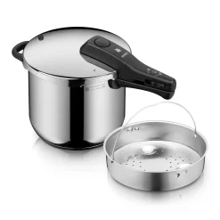 Schnellkochtöpfe|Induktionstöpfe|WMF Perfect One Pot Schnellkochtopf mit Dampfgareinsatz, 22 cm, 6,5 Liter