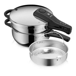 Schnellkochtöpfe|Induktionstöpfe|WMF Perfect One Pot Schnellkochtopf-Set, 22 cm, 3 & 4,5 L, stapelbar, mit Dämpfeinsatz