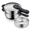 Schnellkochtöpfe|Induktionstöpfe|WMF Perfect Plus One Pot Schnellkochtopf-Set, 22 cm, 3 & 4,5 L, stapelbar, mit Dämpfeinsatz