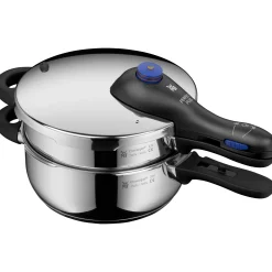 Schnellkochtöpfe|Induktionstöpfe|WMF Perfect Plus One Pot Schnellkochtopf-Set, 22 cm, 3 & 4,5 L, stapelbar, mit Dämpfeinsatz