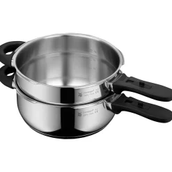 Schnellkochtöpfe|Induktionstöpfe|WMF Perfect Plus One Pot Schnellkochtopf-Set, 22 cm, 3 & 4,5 L, stapelbar, mit Dämpfeinsatz