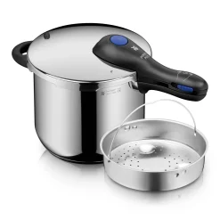 Schnellkochtöpfe|Induktionstöpfe|WMF Perfect Plus One Pot Schnellkochtopf mit Dampfgareinsatz, 22 cm, 6,5 Liter