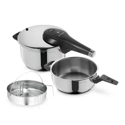 Schnellkochtöpfe|Induktionstöpfe|WMF Perfect Premium One Pot Schnellkochtopf-Set mit Dampfgareinsatz, 22 cm, 4,5 und 3,0 Liter