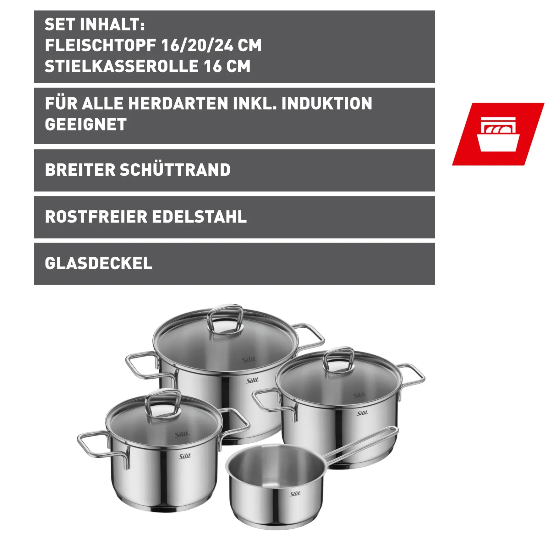 Topfsets|WMF Silit Alicante Topf-Set, 4-teilig