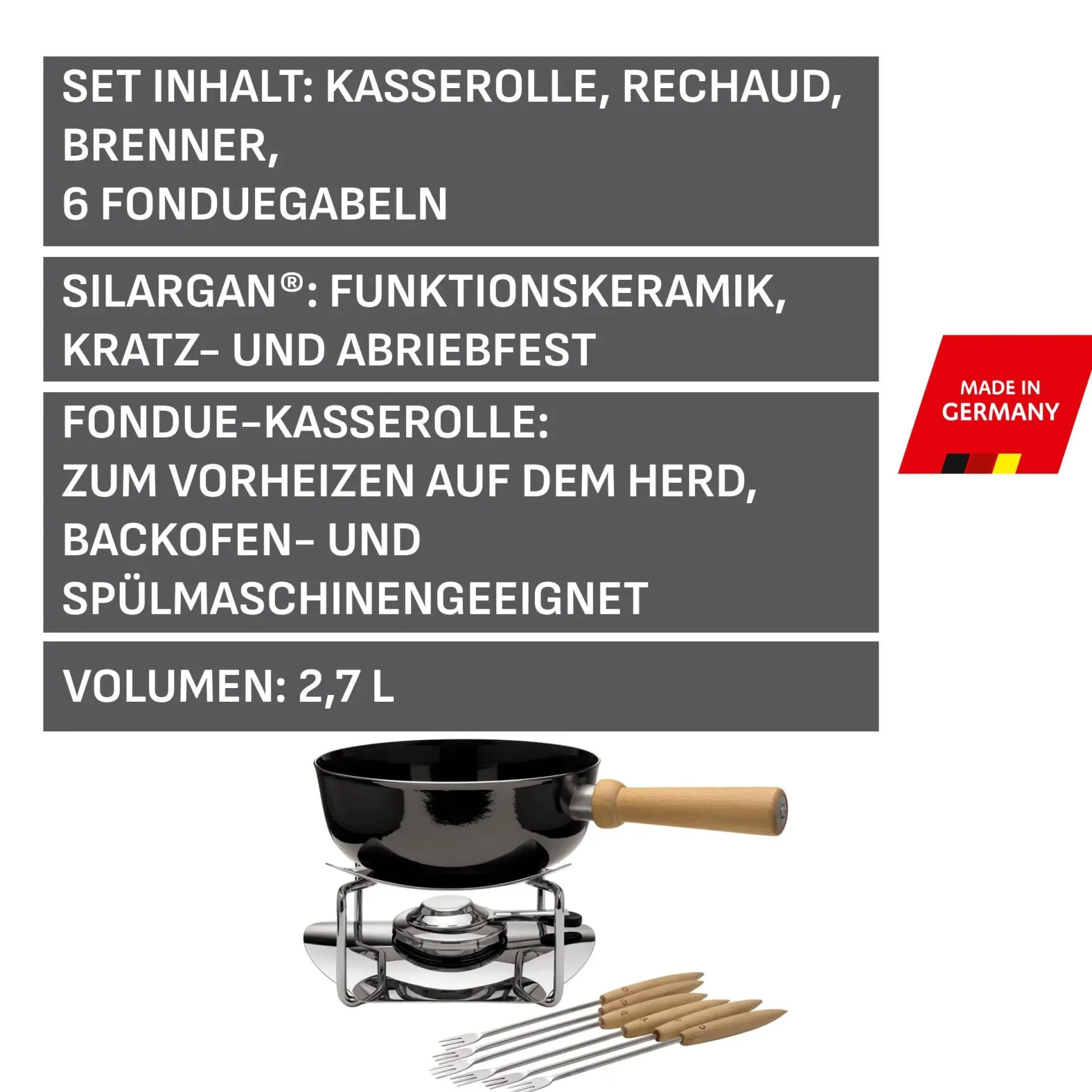 Fondues|Fondues|WMF Silit Käsefondue-Set, 9-teilig