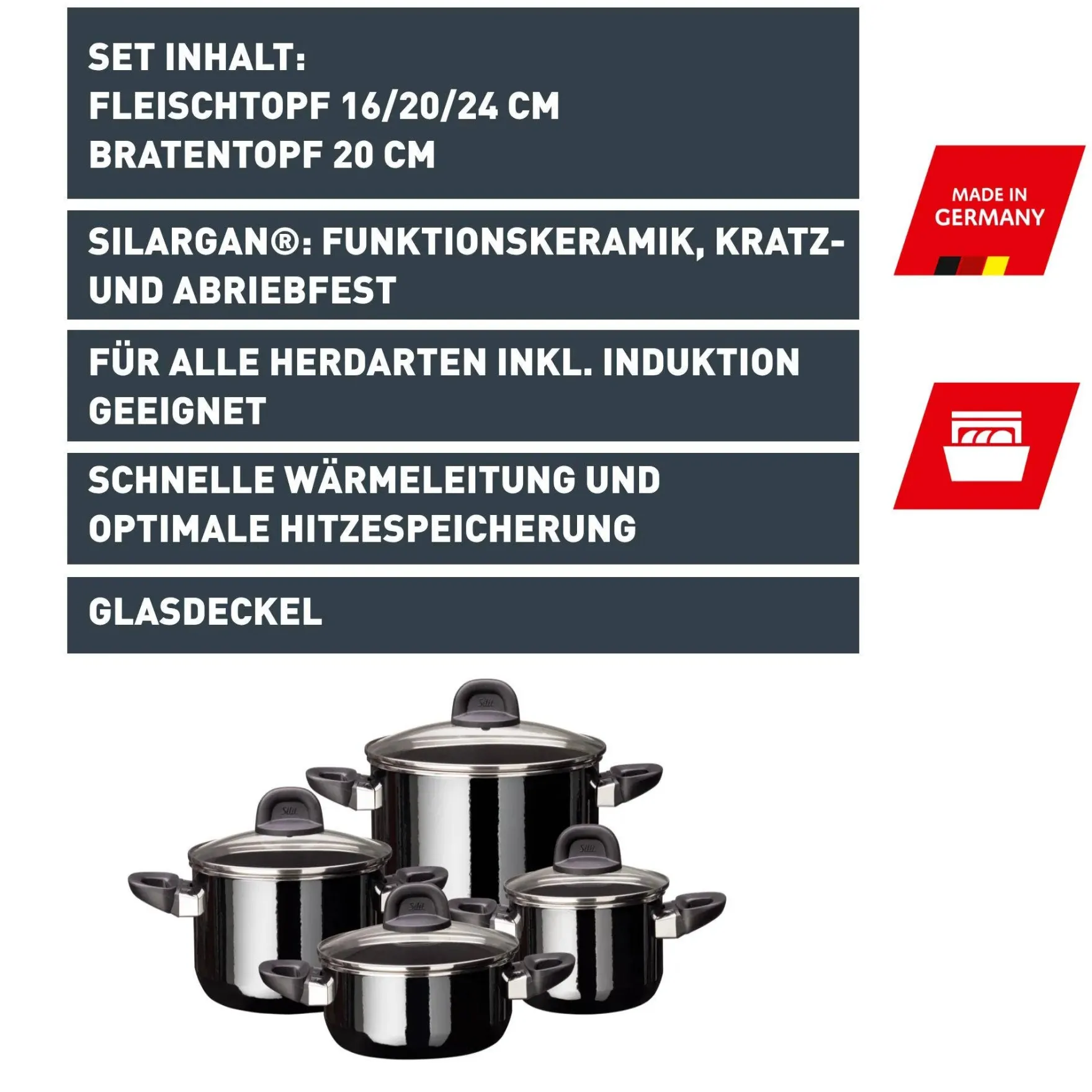 Topfsets|WMF Silit Silargan® Modesto Topf-Set 4-teilig, Black