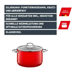 Kochtöpfe|Induktionstöpfe|WMF Silit Silargan® Passion Kochtopf mit Deckel, 16 cm, Red