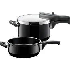 Schnellkochtöpfe|Induktionstöpfe|WMF Silit Silargan® Sicomatic t-Plus Schnellkochtopf-Set, 22 cm, 4,5 l und 3,0 l, Black