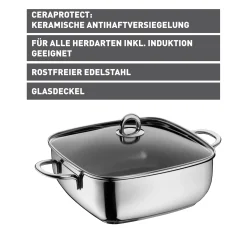 Bräter & Schmortöpfe|WMF Silit Studio Schmorkasserolle mit Glasdeckel, 29 x 29 cm