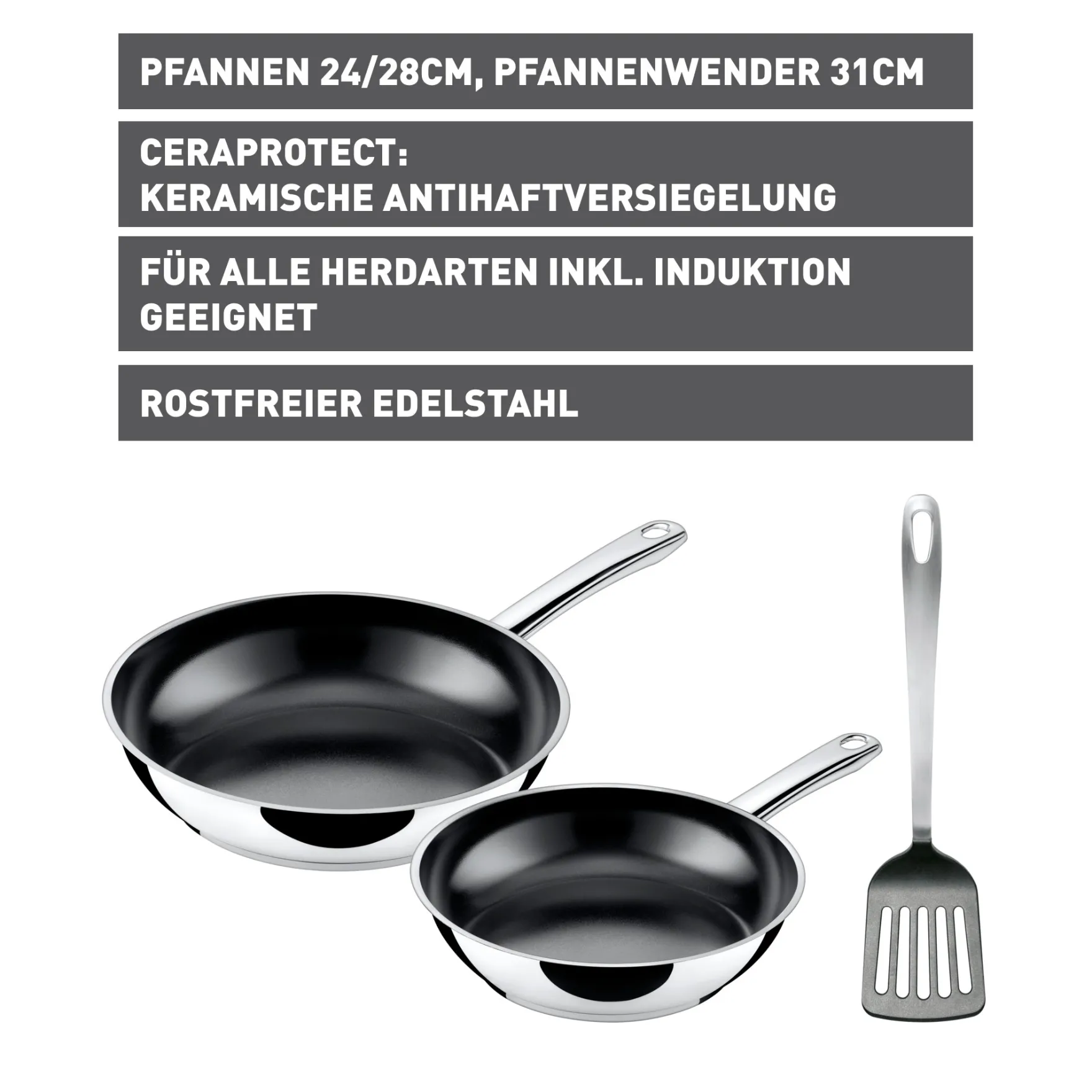 Küchenutensilien|Induktionspfannen|WMF Silit Talis Pfannen-Set mit Pfannenwender, 20 & 24 cm