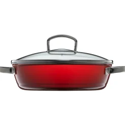 Schmorpfannen|Pfannen Mit Deckel|WMF Fusiontec Mineral Roasting Pan 28cm Red with lid